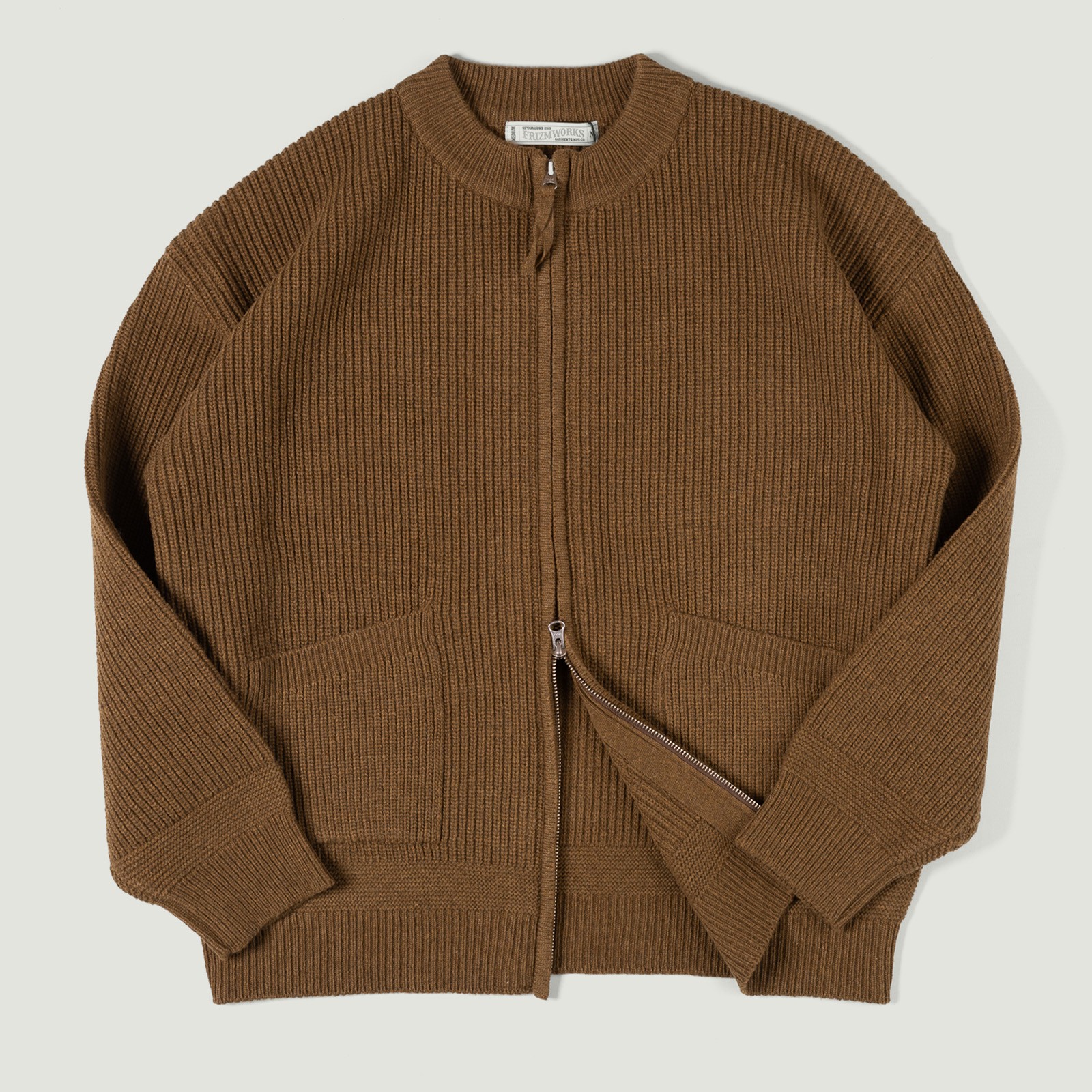 Image flâneurs FRIZMWORKS / Wool Deck Zip Up Cardigan Cinnamon vignette