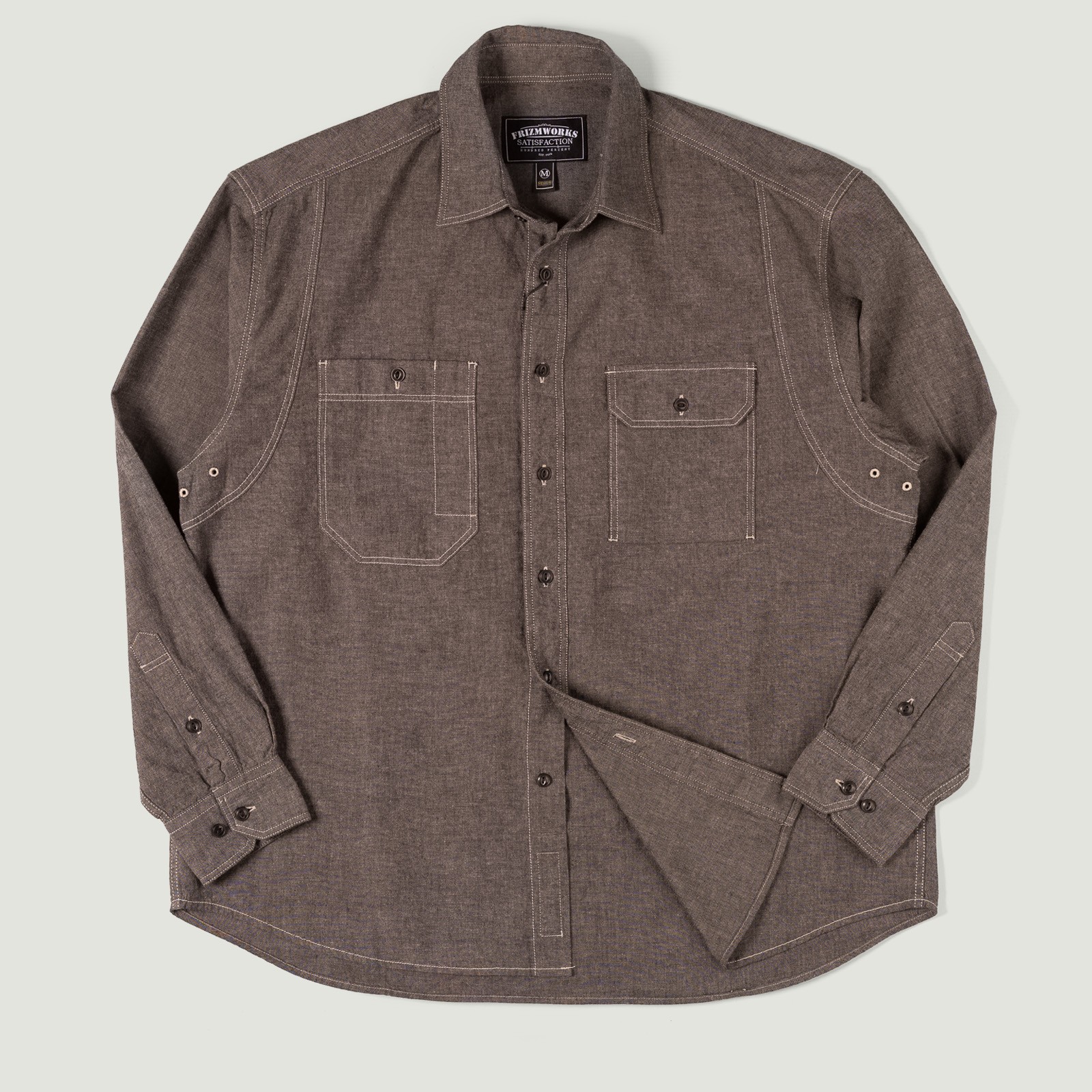 Image flâneurs FRIZMWORKS / 1920S Chambray Work Shirt Mud Vignette