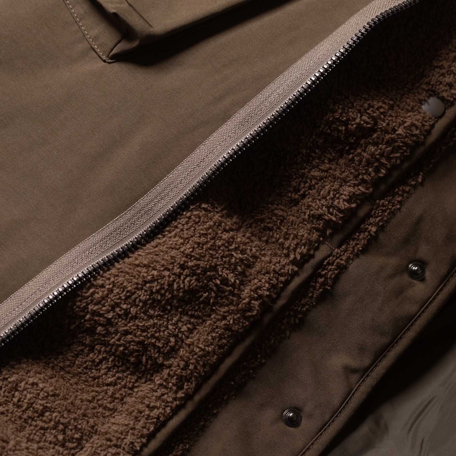 Image Flâneurs FRIZMWORKS / Smock Hooded Parka Olive détail doublure