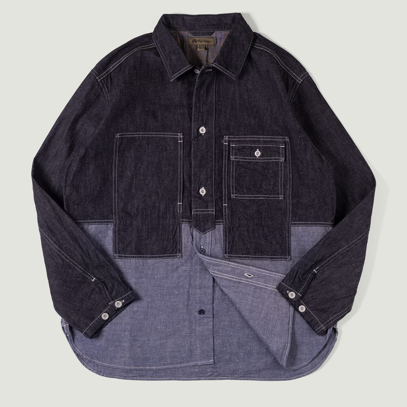 Image Flâneurs NIGEL CABOURN / Utility Shirt Type2 Denim Indigo vignette