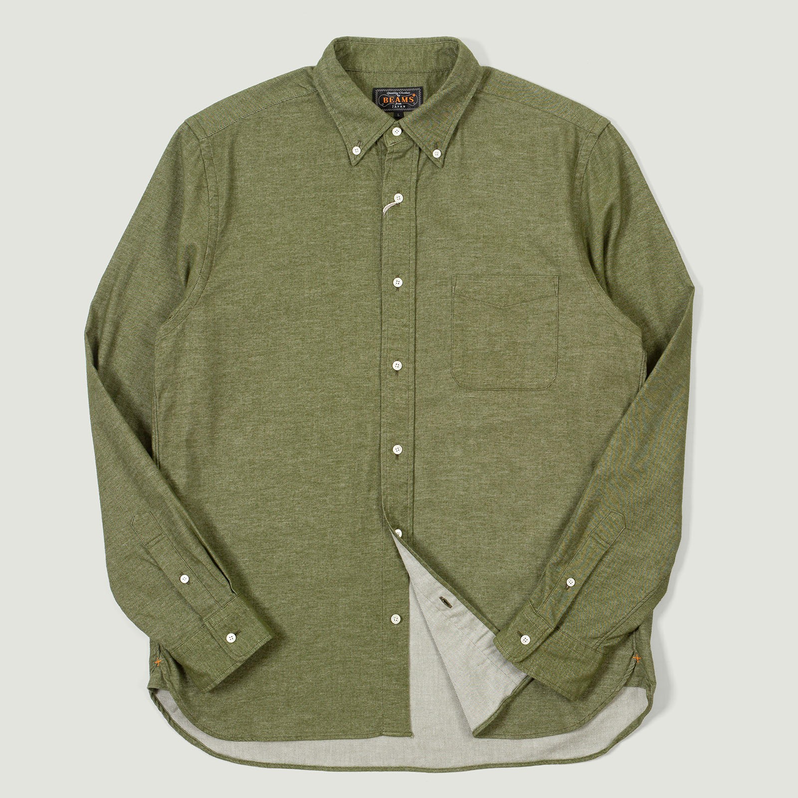 flaneurs Vignettes BEAMS PLUS  B.D. Flannel Solid Olive