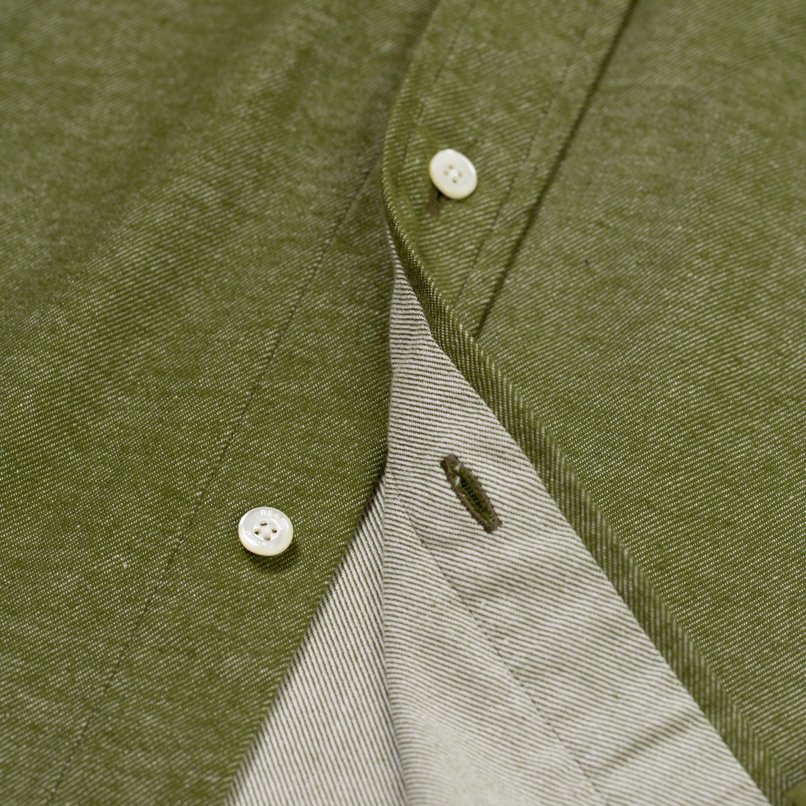 flaneurs details BEAMS PLUS  B.D. Flannel Solid Olive (3)