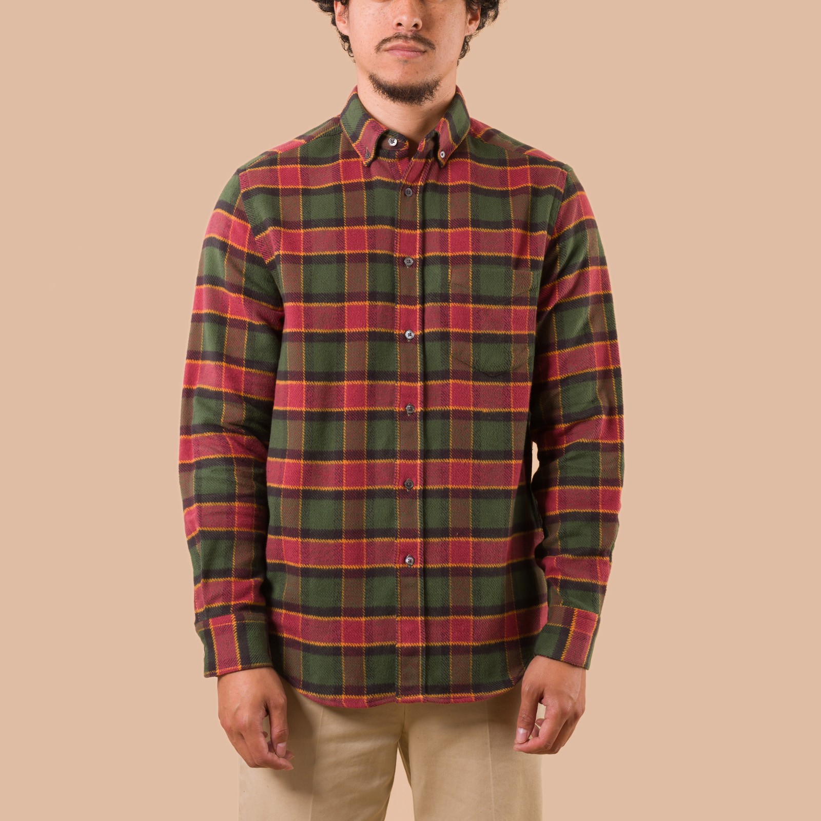 vignette flaneurs Portuguese Flannel Argila Shirt worn front