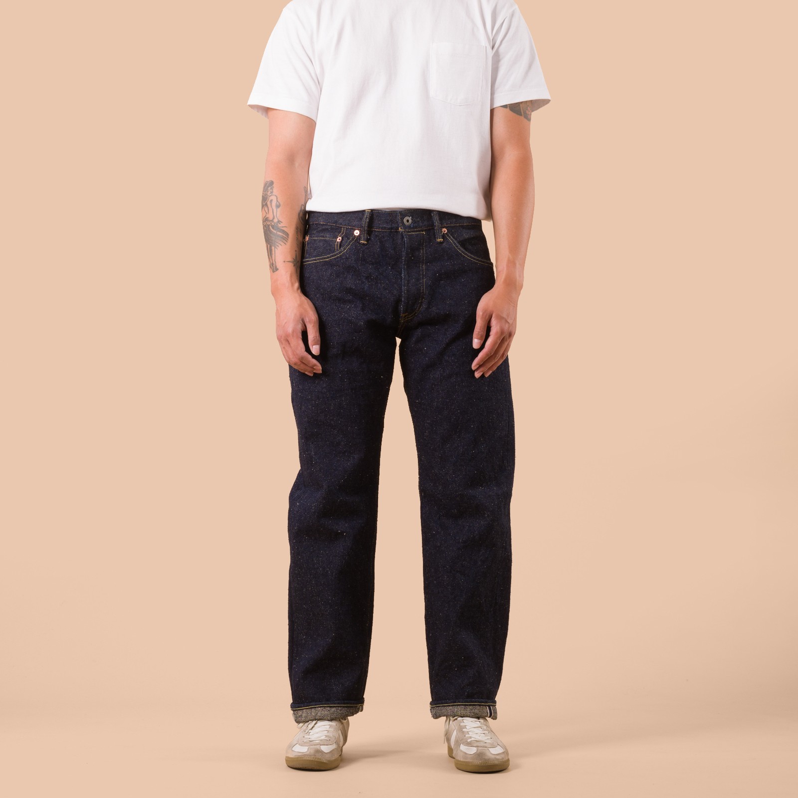 worn front flâneurs ONI DENIM 288 Asphalt Denim 20oz Regular Straight