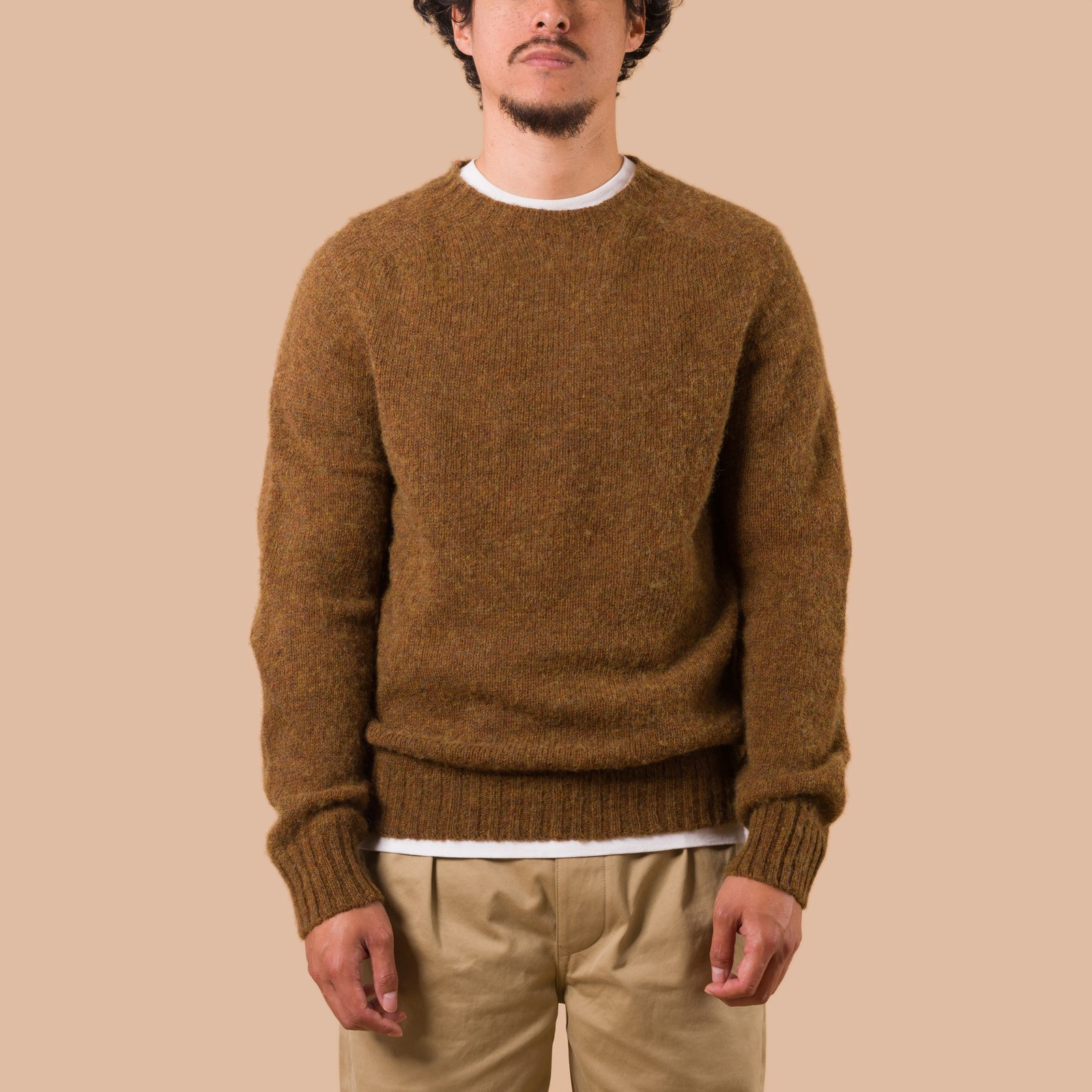 Vignettes Flaneurs Knitwear Shaggy Crew Neck Sweater Antique worn front