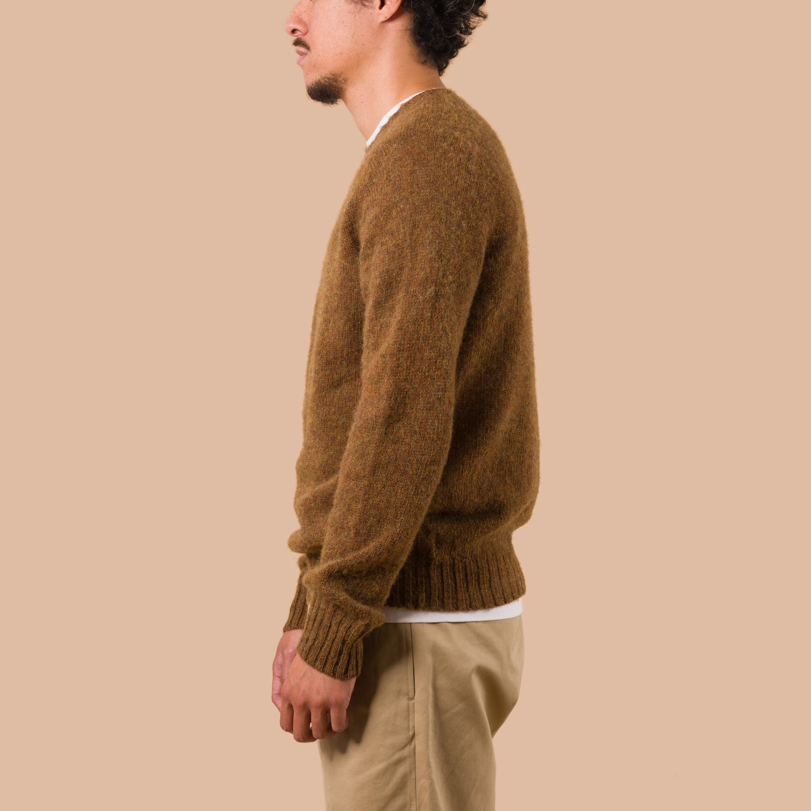 Vignettes Flaneurs Knitwear Shaggy Crew Neck Sweater Antique worn side