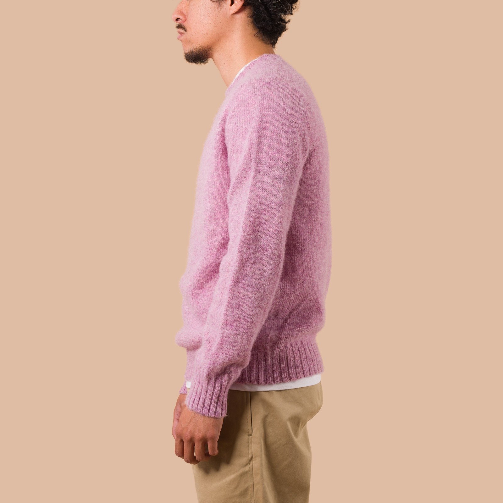 Shaggy Crew Neck Sweater Pink Lavender