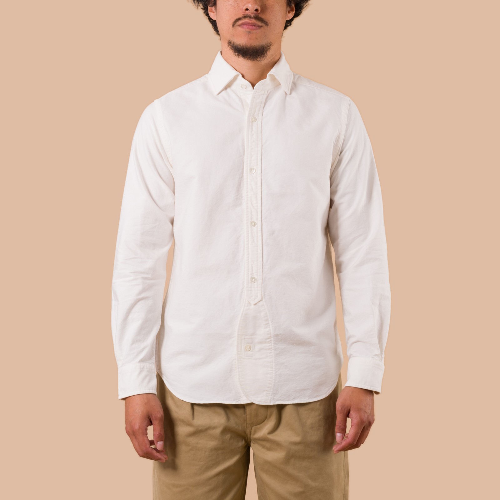 flaneurs NIGEL CABOURN British Officers Shirt White worn front