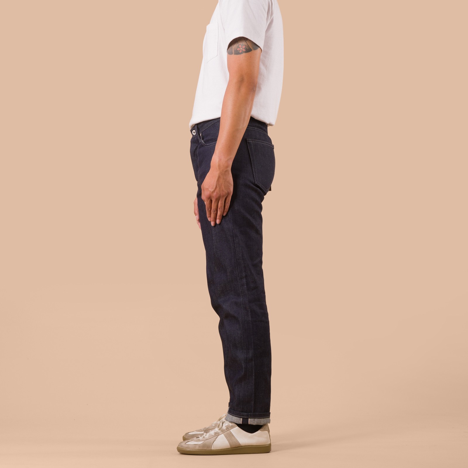 flaneurs NAKED & FAMOUS WeirdGuy Indigo Selvedge worn side