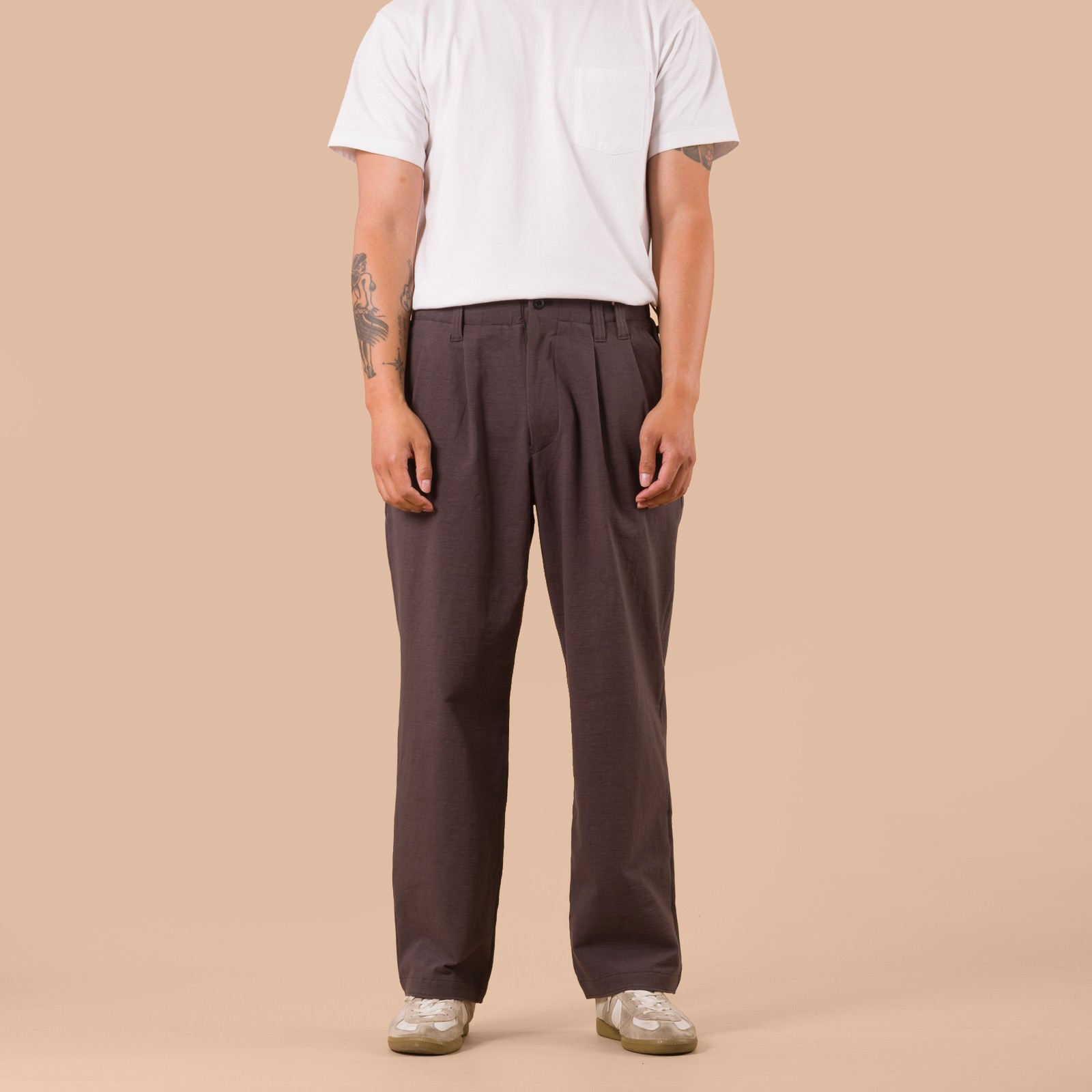 Stretch Wide Trousers Bistre