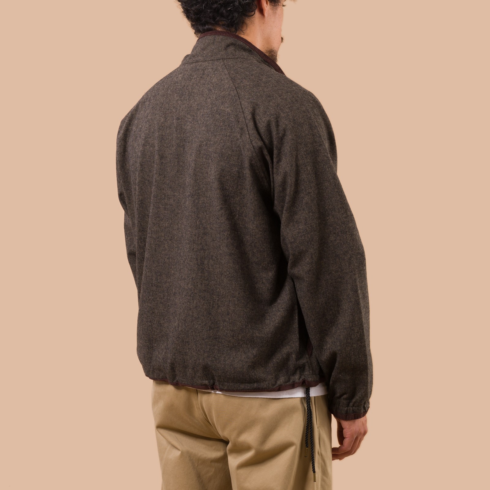 flaneurs Frizmworks Wool Half Pullover Forest Black worn back