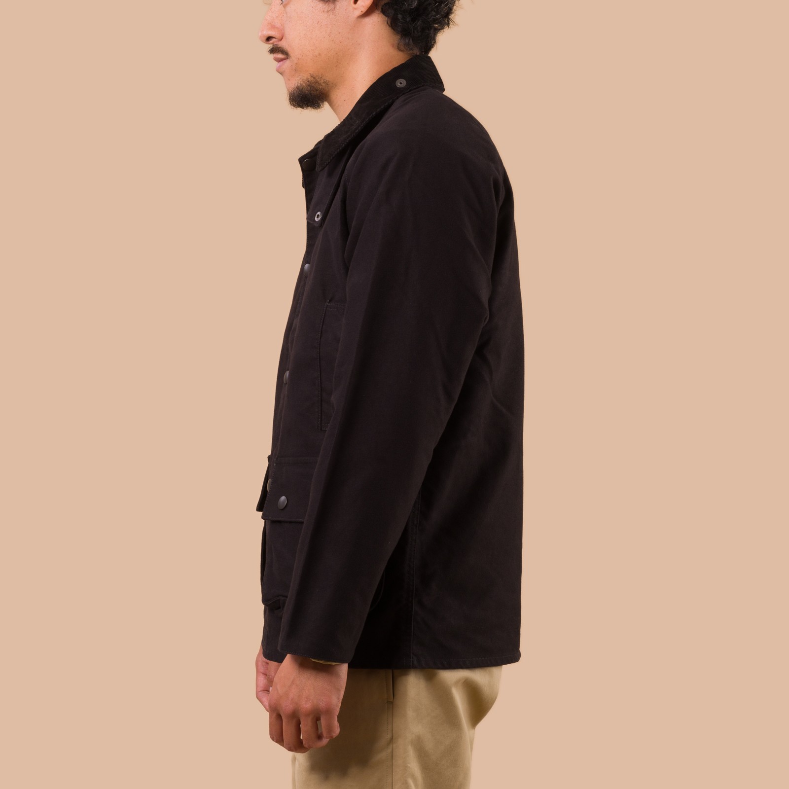 Flaneurs F2361 Heavy Moleskin Riding Jacket Black worn side