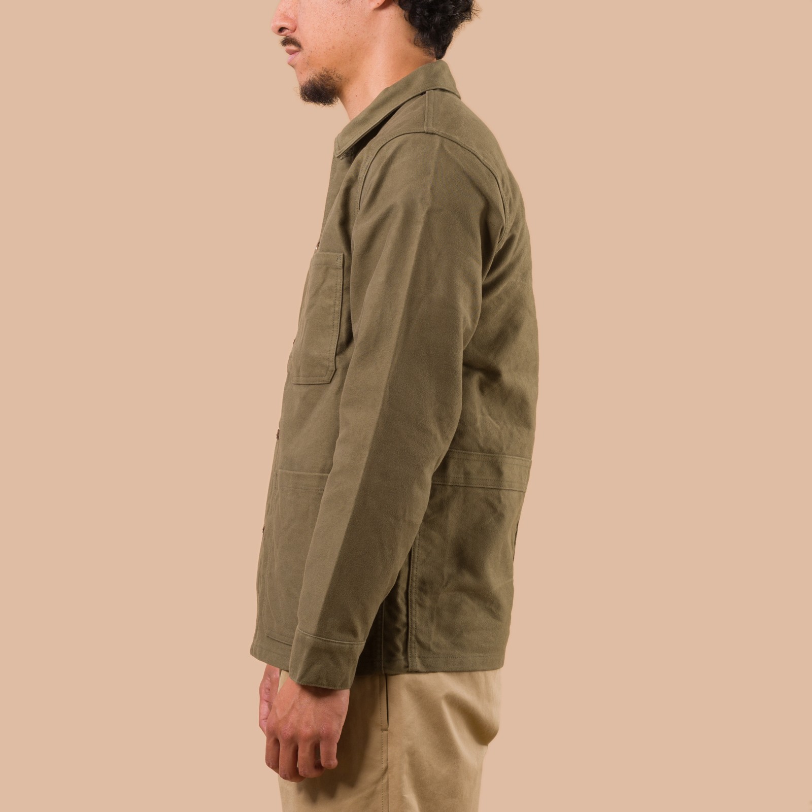 Flaneurs FOB Factory F2361 French Moleskin Jacket Olive worn side
