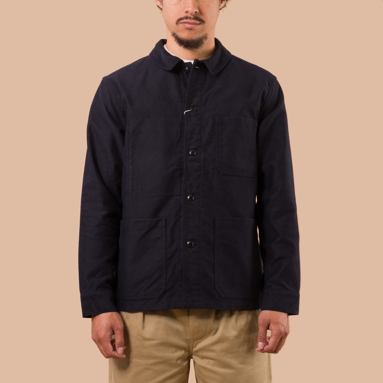 Flaneurs FOB Factory F2361 French Moleskin Jacket Navy worn front