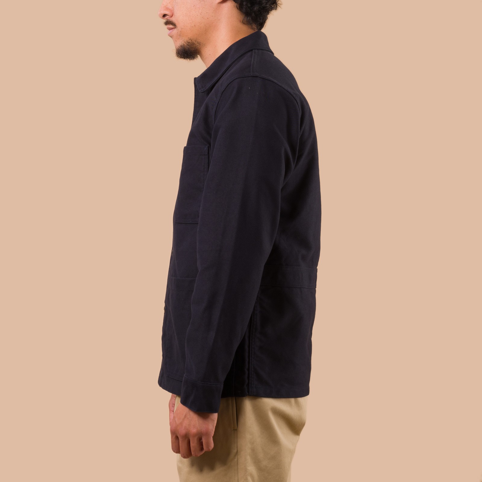 Flaneurs FOB Factory F2361 French Moleskin Jacket Navy worn side