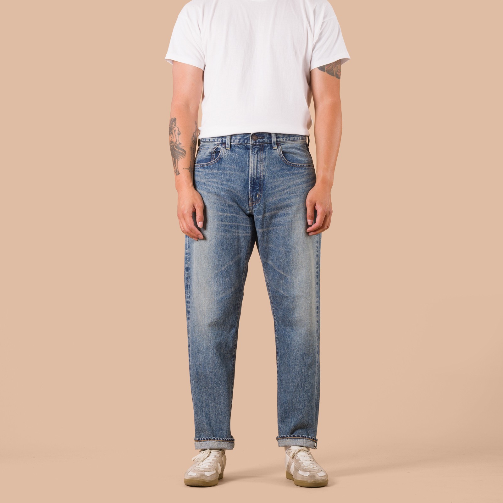 Flaneurs FOB Factory F160 '66 Type Selvedge Denim worn front
