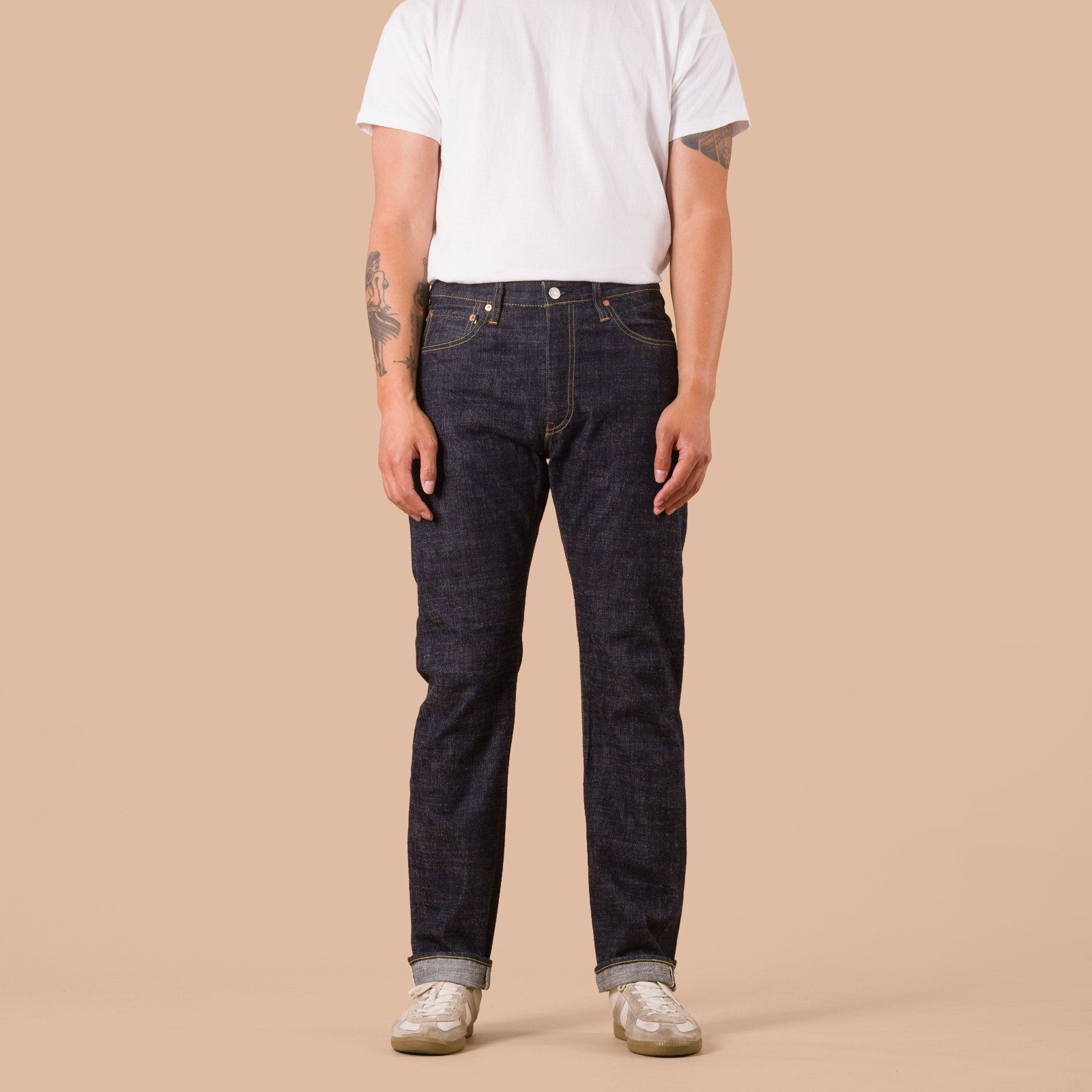 Flaneurs FOB Factory F147 Tight Straight 14oz G3 Selvedge Denim worn front