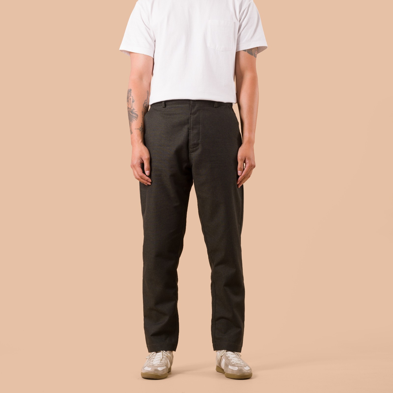 Recycled Italian Tweed Military Chino Olive