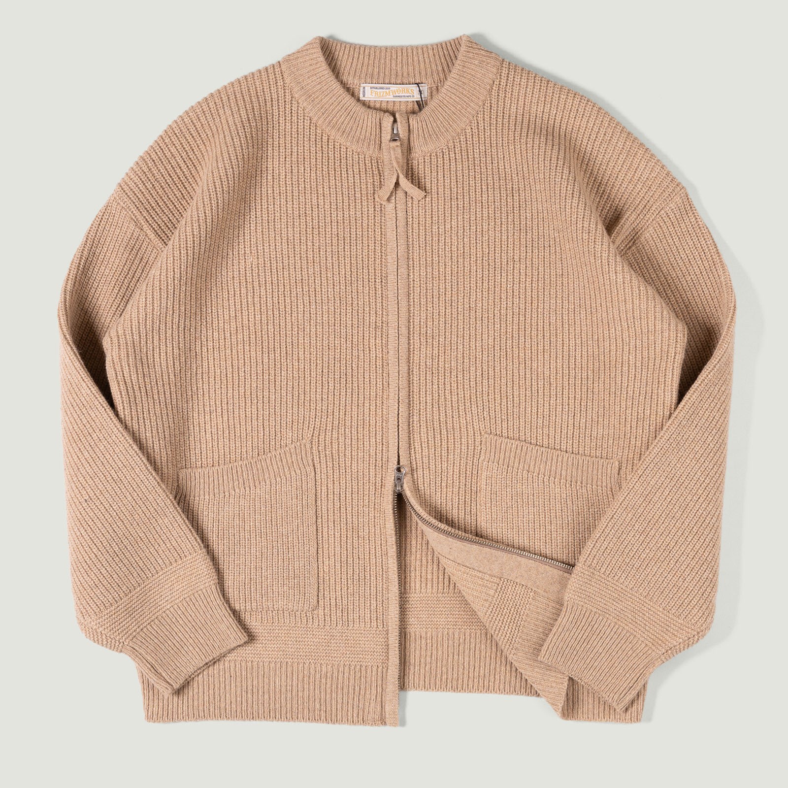 flaneurs Frizmworks Wool Deck Zip Up Cardigan Oatmeal vignette 1