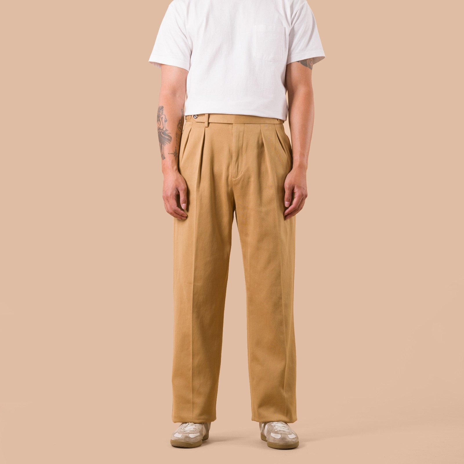 flaneurs BARNSTORMER 1849 FOB Factory American Fit Dobby Chinos Khaki worn front