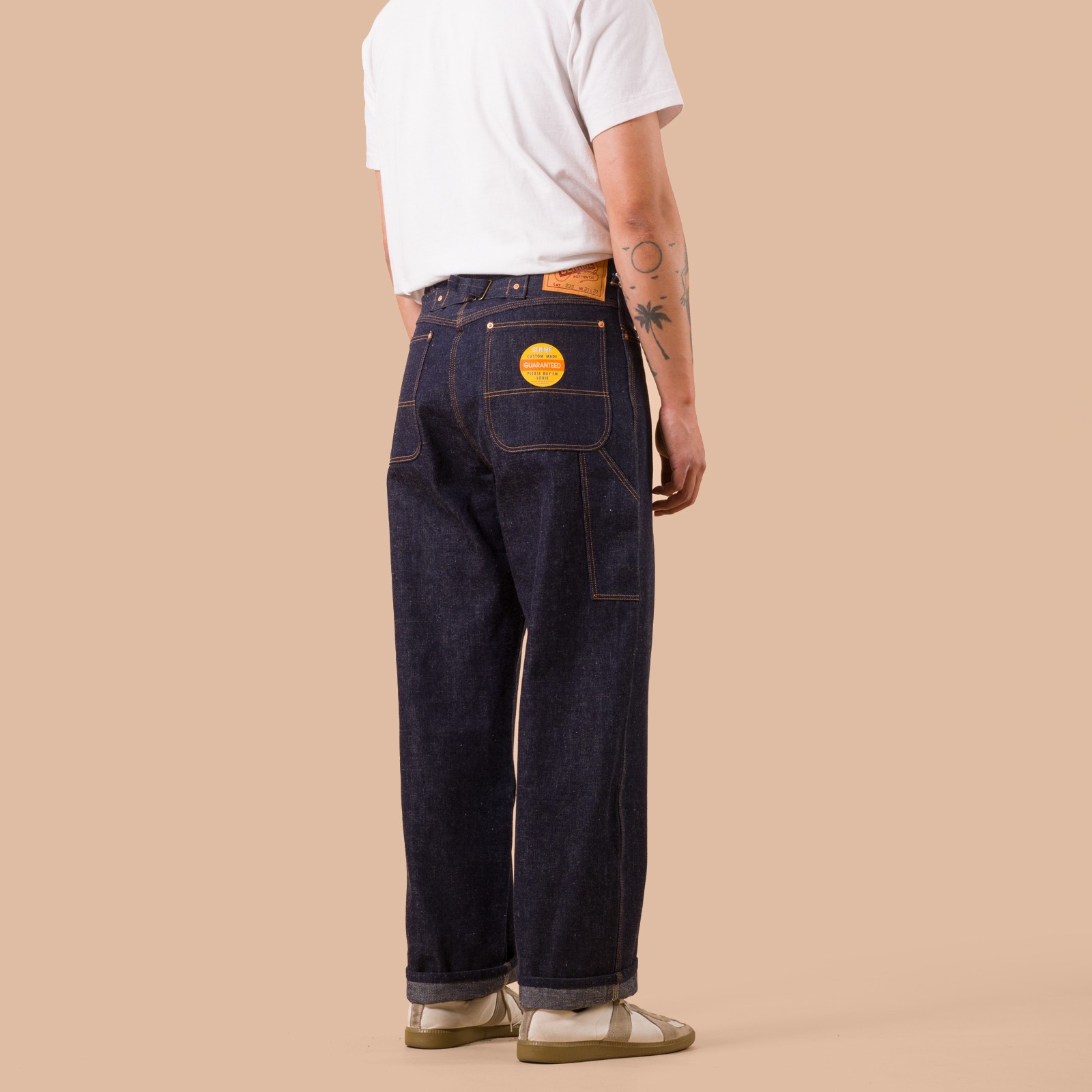 flaneurs DENIME pantalon workwear Lot 223 Painter Pants Indigo worn back