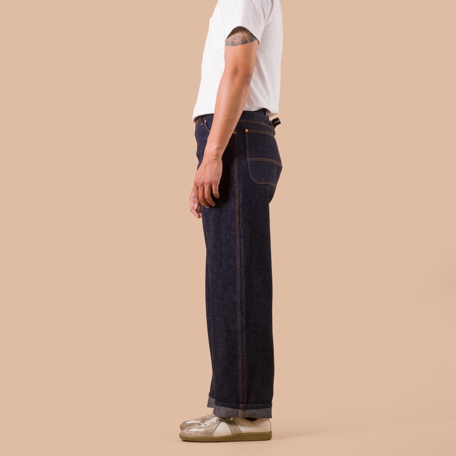 flaneurs DENIME pantalon workwear Lot 223 Painter Pants Indigo worn side
