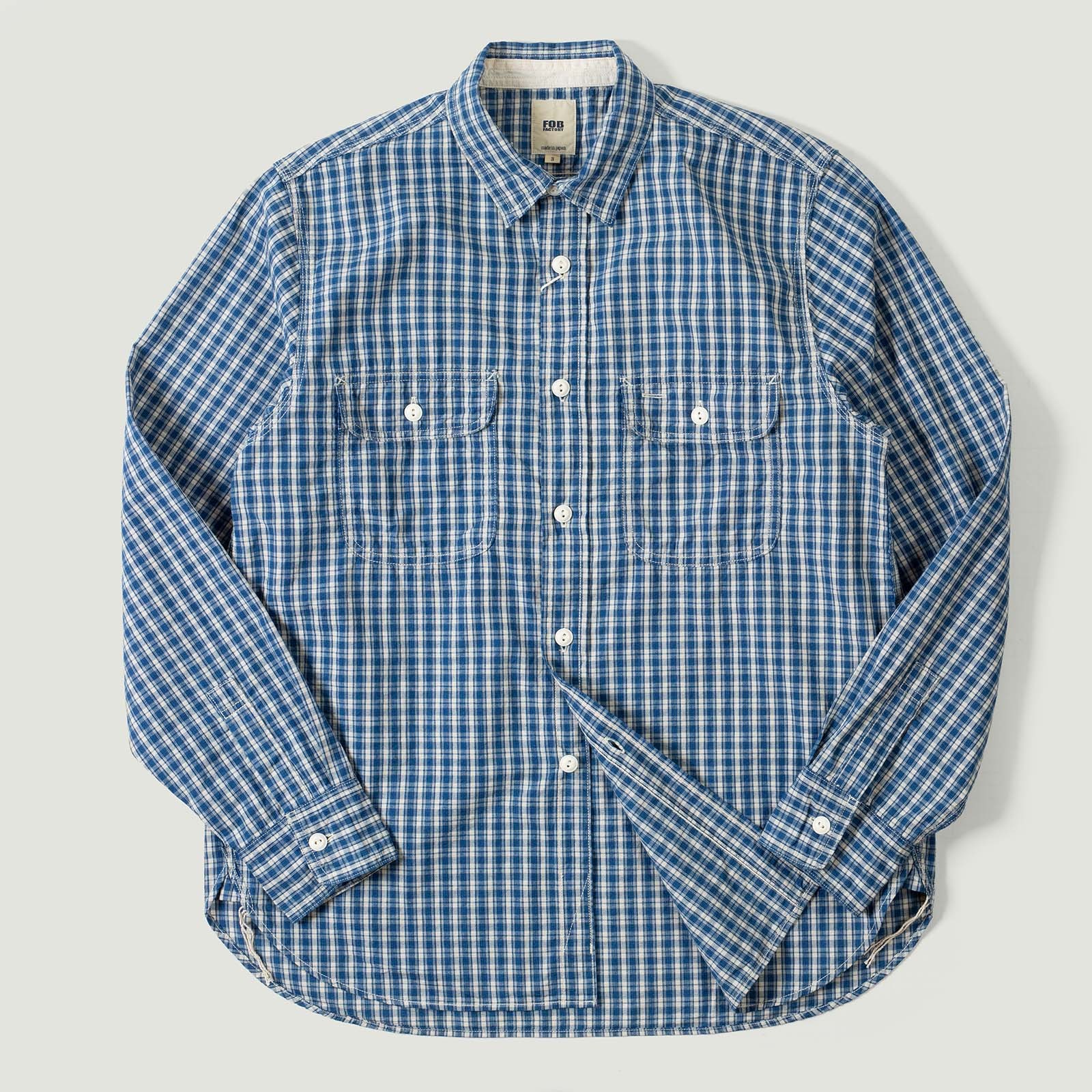 Flaneurs vignette FOB Factory F3516 Indigo Check Work Shirt