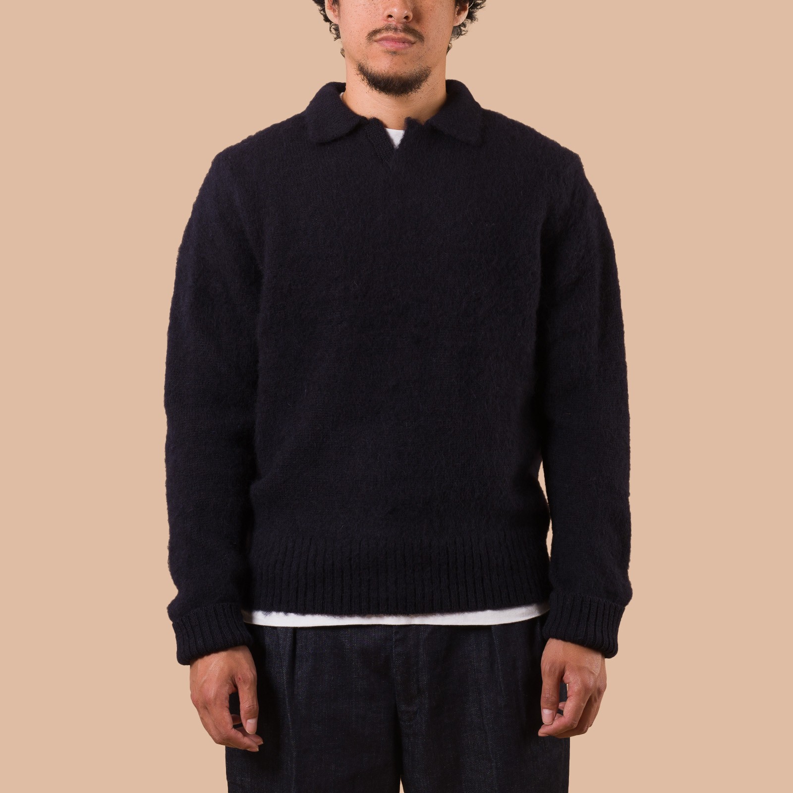 Image Flâneurs J. PRESS / Shaggy Dog Sweater Skipper Polo Navy face
