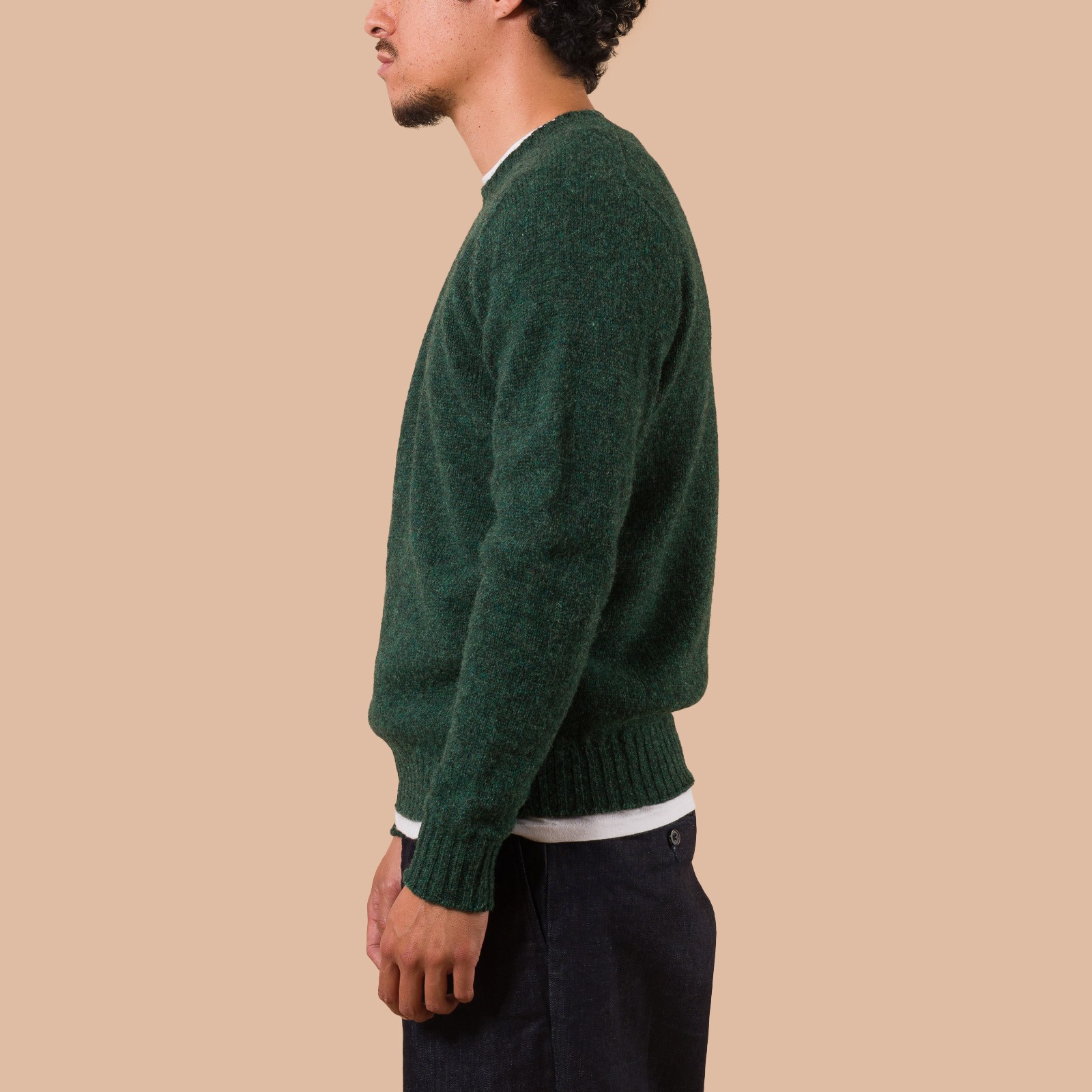 Image Flâneurs JAMIESON'S / Crewneck Saddle Shoulder Sweater Conifer profil