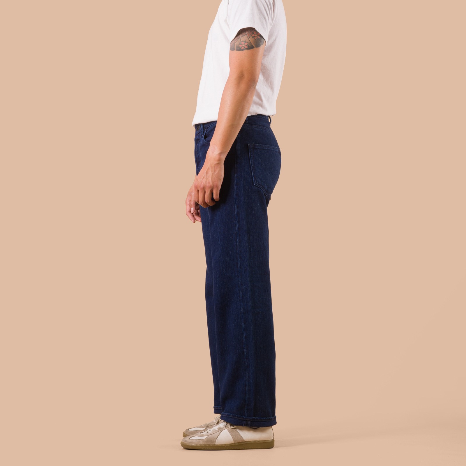 Collaboration Flaneurs x ONI Denim 3X3 インディゴツイル BioWash worn side