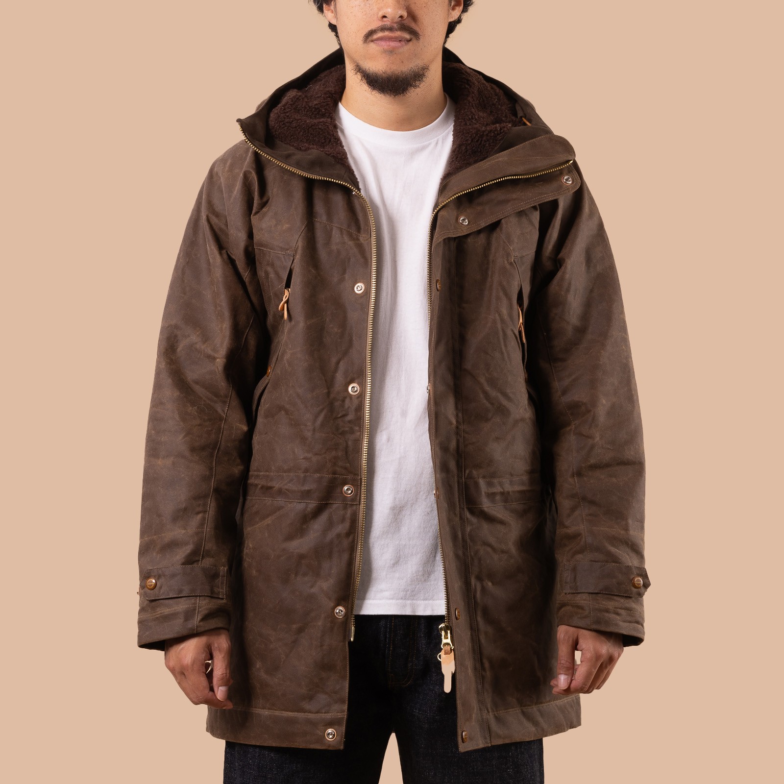 Image flâneurs MANIFATTURA CECCARELLI / Long Mountain Jacket Dark Tan face avant