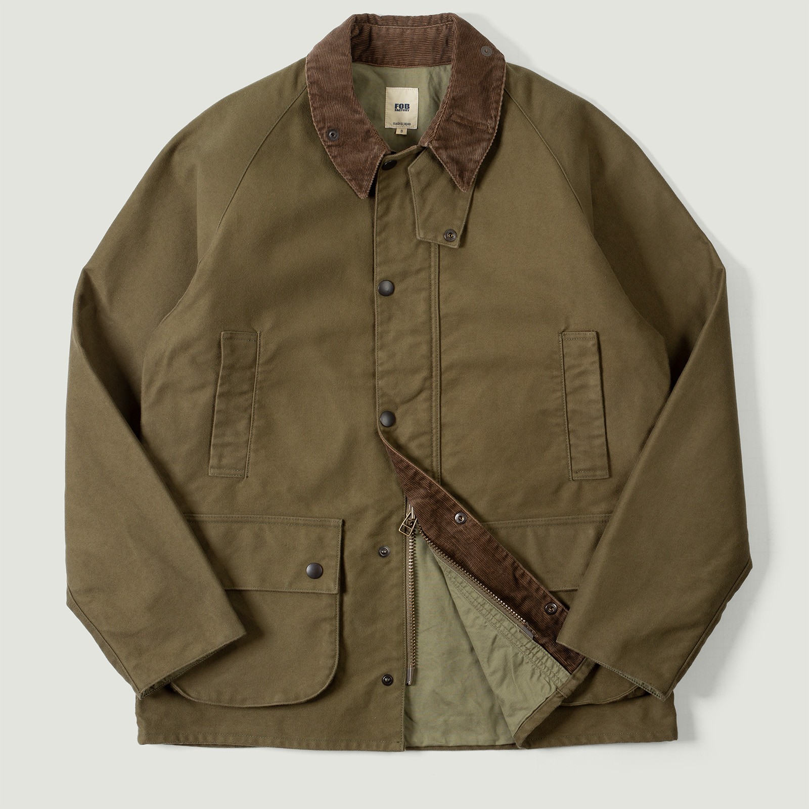 Vignettes flaneurs FOB FACTORY F2361 Heavy Moleskin Riding Jacket Olive
