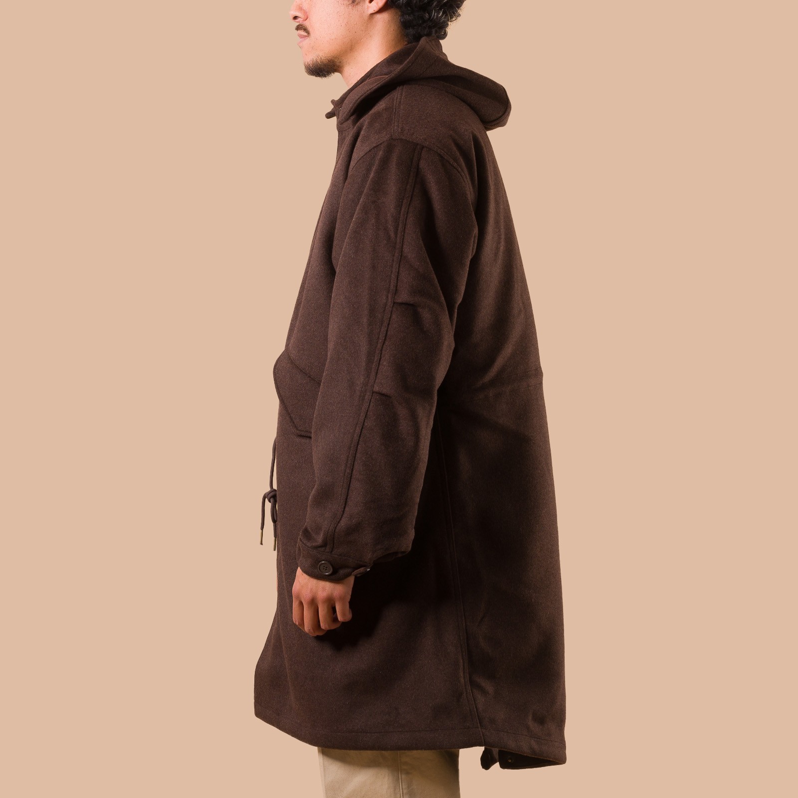 Image Flâneurs FRIZMWORKS / Wool Vincent Fishtail Parka Brown profil