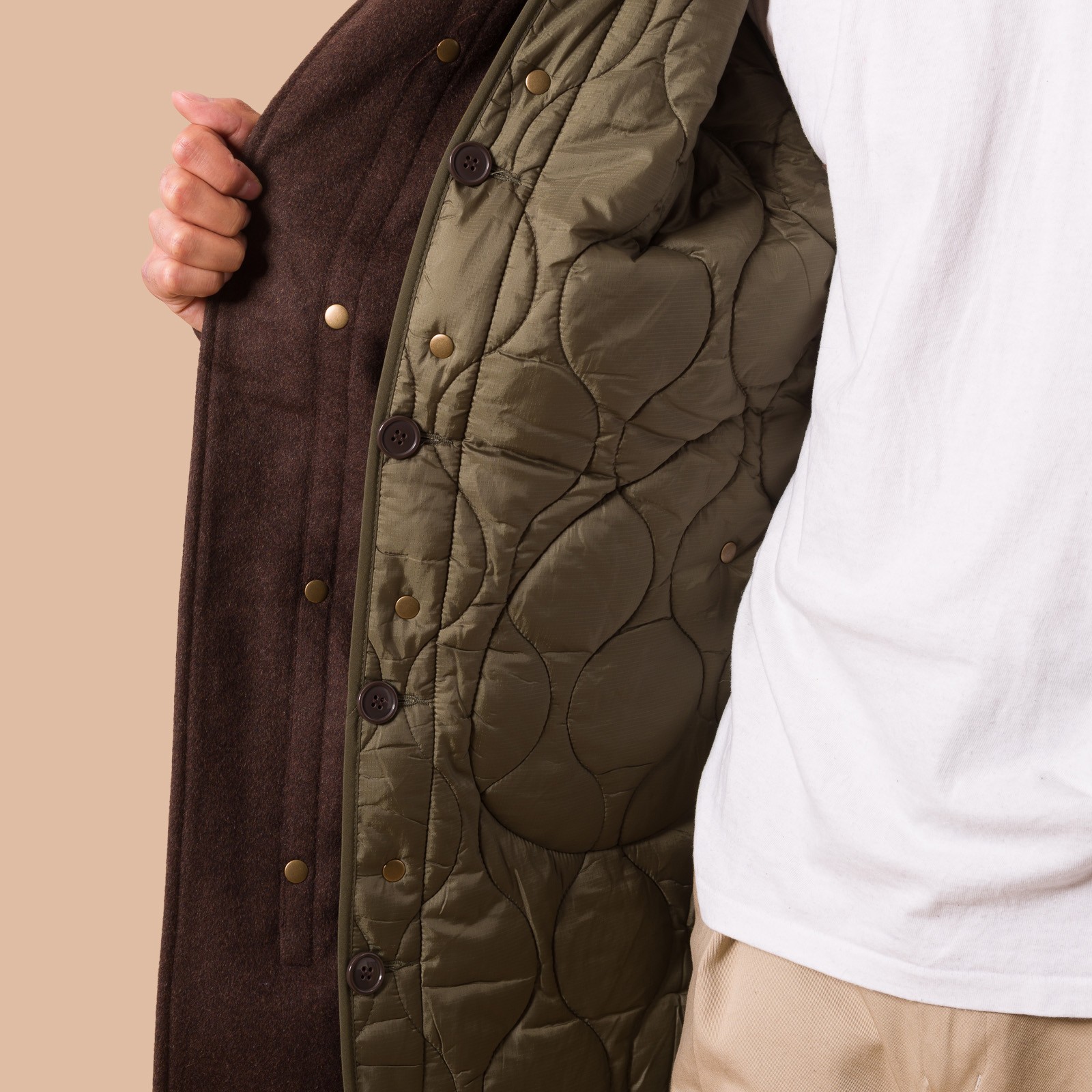 Image Flâneurs FRIZMWORKS / Wool Vincent Fishtail Parka Brown détail int 1