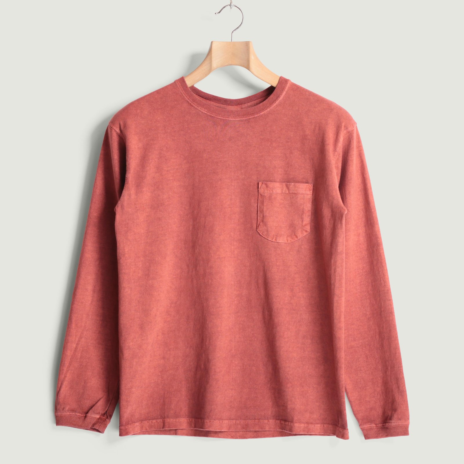 LS Pocket Crew Tee - Dark Orange