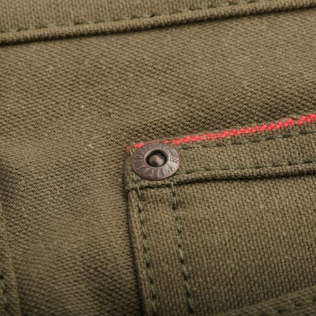 rivet flâneurs NAKED & FAMOUS SuperGuy Army Green "Duck" Canvas Selvedge