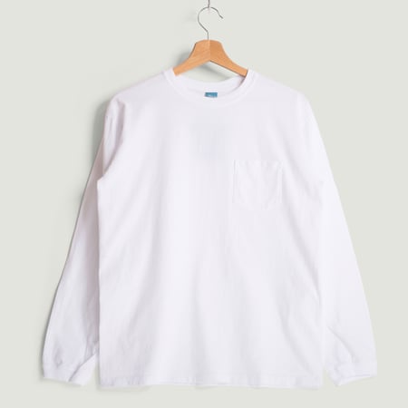 LS Pocket Crew Tee White