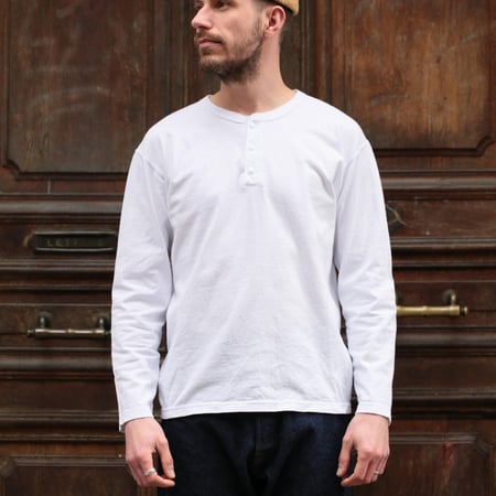 L/S Henley Tee White