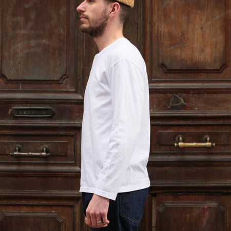 L/S Henley Tee White