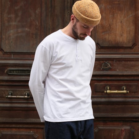 L/S Henley Tee White