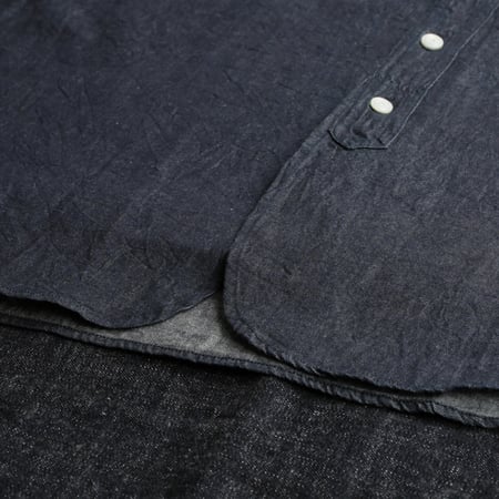 Band Collar Denim Shirt