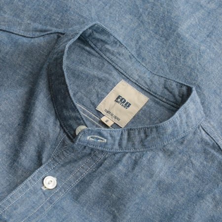 F3428 Selvedge Chambray Band Collar Shirt