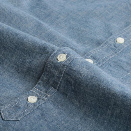 F3428 Selvedge Chambray Band Collar Shirt