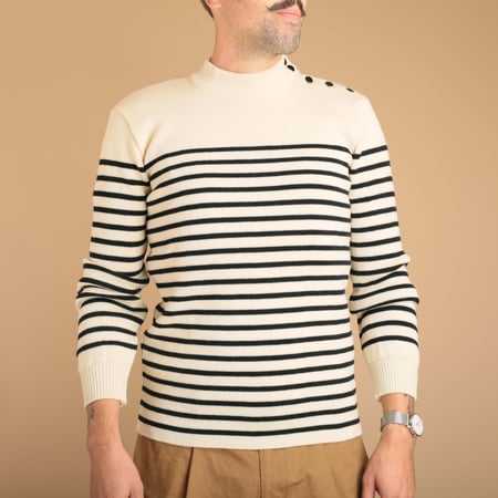 Ecru/Navy Striped Sailor Sweater