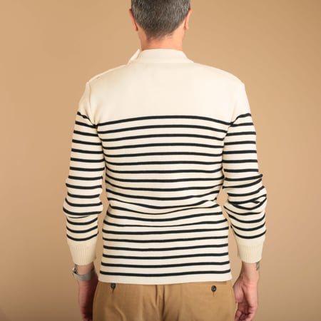 Ecru/Navy Striped Sailor Sweater