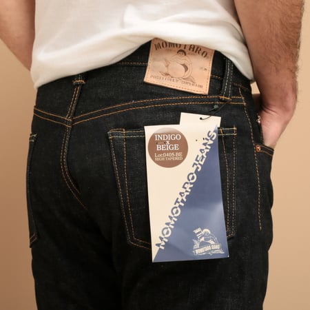 0405-BE High Tapered 18oz Indigo×Beige