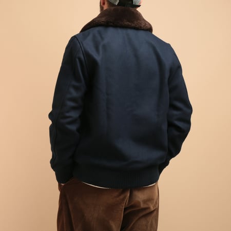 Winston Jacket Melton Wool Dark Navy/Brown