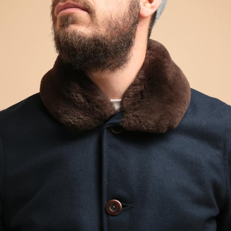 Winston Jacket Melton Wool Dark Navy/Brown