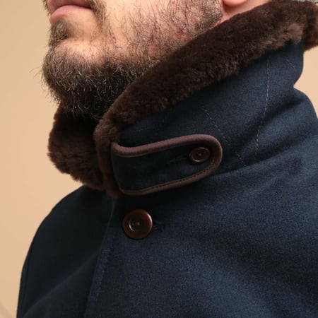Winston Jacket Melton Wool Dark Navy/Brown