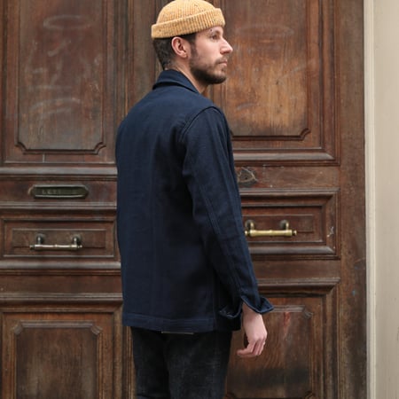 worn-flâneurs-MOMOTARO-Dobby-Coverall-Jacket-indigo